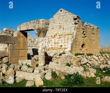 Syria. Ruweiha. Dead Cities or Forgotten Cities. Northwest Syria. Roman Empire to Byzantine Christianity. 1st to 7th century, it was abandoned between 8th-10th century. Ruins. Unesco World Heritage Site. Historical photography (taken before Syrian Civil War). Stock Photo