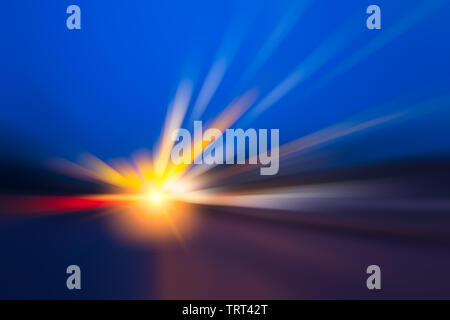 blur future concept zoom fast speed highway road moving abstract for background Stock Photo