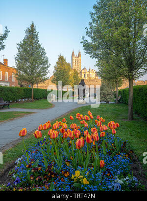 Lady Wooton's Green in Canterbury; a public garden in bloom near Canterbury Cathedral. Stock Photo