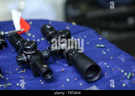 Scopes for tactical assault rifles Stock Photo