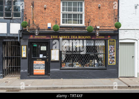 The Abbey Tea Rooms on Church Street, Tewkesbury, Gloucestershire, UK Stock Photo