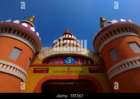 A pavilion of Durga Puja at Banani in Dhaka city. Durga Puja is the biggest ritual function of Hindus. Dhaka, Bangladesh. Stock Photo