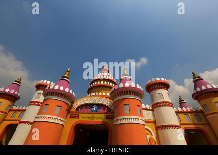 A pavilion of Durga Puja at Banani in Dhaka city. Durga Puja is the biggest ritual function of Hindus. Dhaka, Bangladesh. Stock Photo