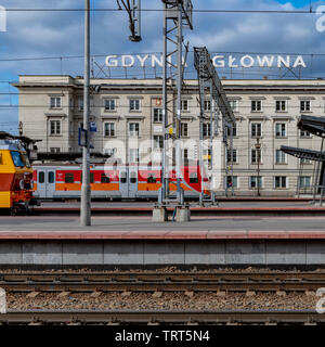 Gdynia Głowna (main) station, north of Gdańsk, which along with Sopot form the Tricity in Pomerania, Poland Stock Photo