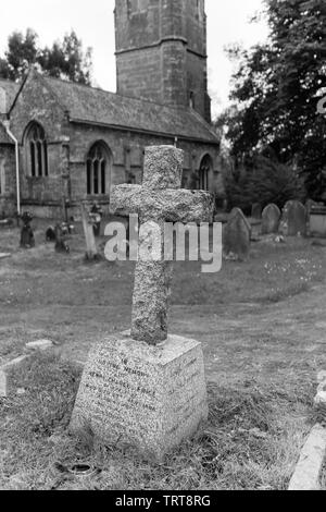 The old Churchyard and cemetery at the church in Mathern village South Wales Stock Photo