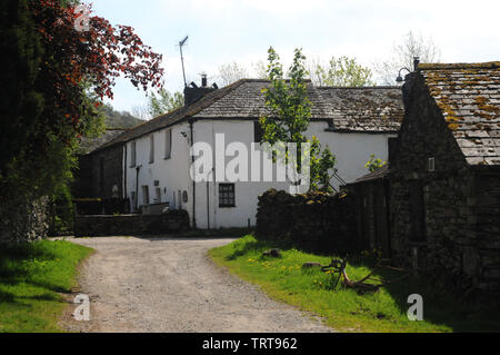 Typical Lakeland houses in the tiny hamlet of Watendlath near Keswick. Watendlath is owned by the National Trust and is accessible to visitors by road. Stock Photo