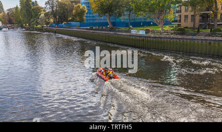 RNLI boat crew training at Teddington Lock,England,UK Stock Photo