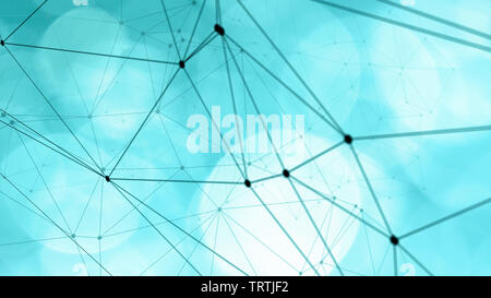 Circles bokeh tech background, dots and lines connection graphic Stock Photo