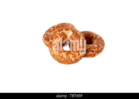 fried donut with cheese on white background isolated without utensils Stock Photo