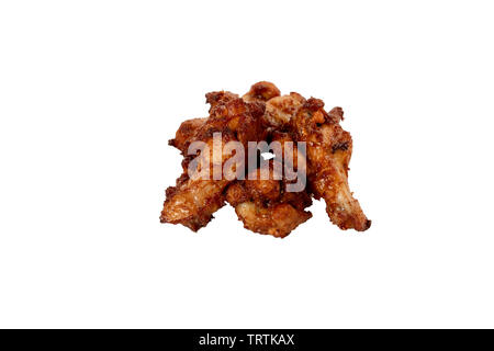 fried chicken legs on white background isolated, fast food without dishes Stock Photo