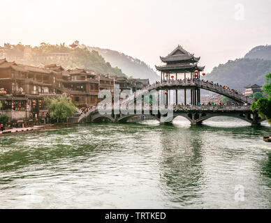 2 June 2019, Fenghuang China : Antique bridge scenery in Fenghuang phoenix town in Hunan China Stock Photo