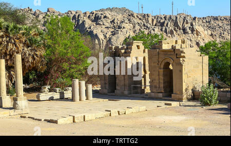 The Temple of Philae, an Egyptian temple complex on Agilkia Island, downstream of the Aswan Dam and Lake Nasser, Egypt, North Africa Stock Photo