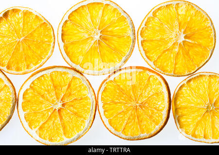 Dried orange slices isolated on white background Stock Photo