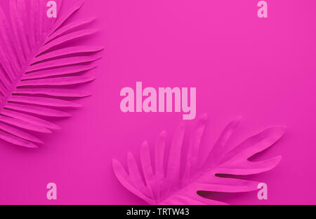 Collection of pastel tropical leaves,foliage plant with space background.Abstract leaf decoration design.Exotic nature for cover template Stock Photo