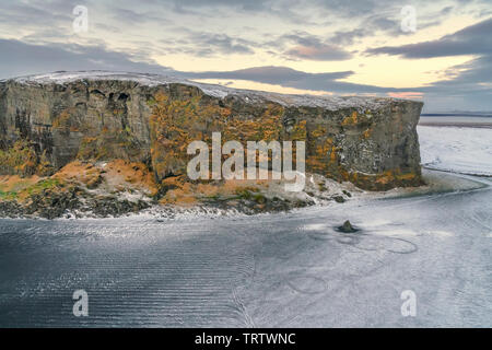 Landscape, Hjorleifsholfdi, South Coast, Iceland. The mountain is located on the Myrdalssandur outwash plain near Vik. Stock Photo