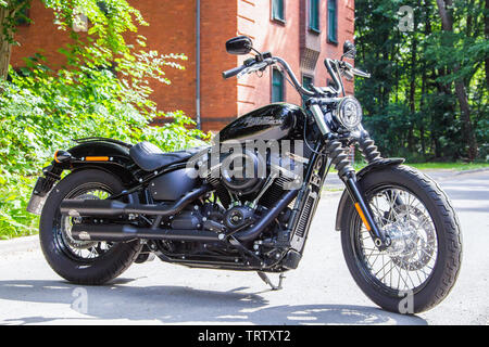 WUNSTORF / GERMANY - JUNE 7,2019: Harley Davidson motorcycle stands on a street. Harley Davidson  is an American motorcycle manufacturer founded in 19 Stock Photo