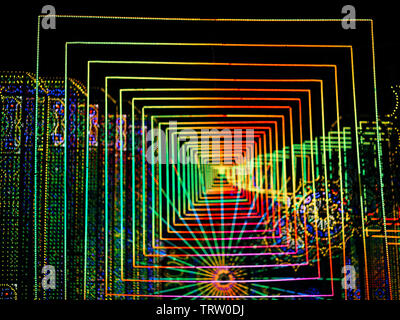 abstract background with multicolored bright lights in geometric shapes Stock Photo