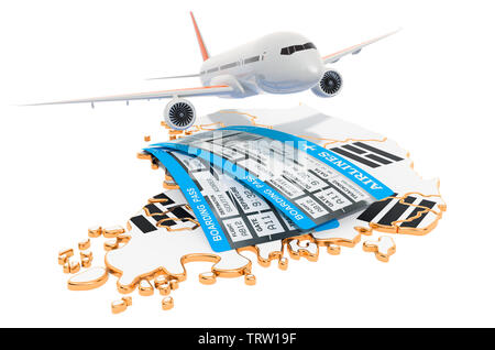 Flights to South Korea concept. 3D rendering isolated on white background Stock Photo