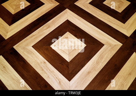 Dark and light brown geometric pattern wooden floor for abstract background Stock Photo