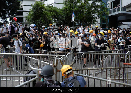 Hong Kong, China. 12th June, 2019. Protests against extradition law in the legislative council area in Hong Kong Credit: Thomas Bertson/Alamy Live News Stock Photo
