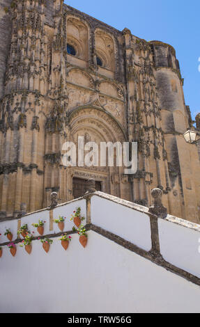 Church of Santa Maria de la Asunción. White village Arcos de la Frontera, Cadiz, Andalusia, Spain Stock Photo
