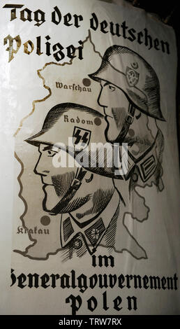 Nazi propaganda. Poster of the Schutzstaffel (SS), paramilitary organization under Adolf Hitler and the Nazi Party era. Museum of Oskar Schindler's Factory. Krakow. Poland. Stock Photo