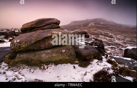 Higger Tor from Carl Wark on a cold December day, Derbyshire, England (1) Stock Photo