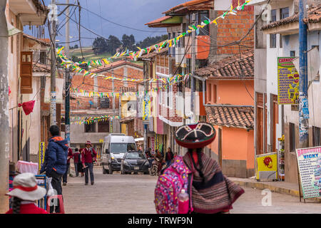 Cuzco, Peru - April 30, 2019. Street scene of small town in Cuzco Stock Photo