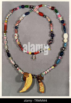Hudson Bay beads and other ornaments used in the fur trade, Oregon. Color halftone of a photograph Stock Photo