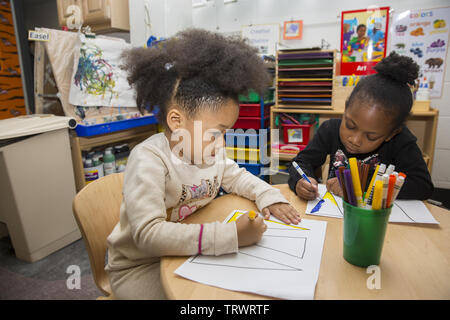 Lower East Side multi ethnic  preschool- early  learning center in Manhattan, New York City. Stock Photo
