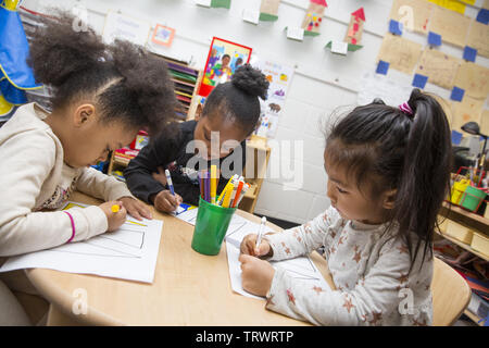 Lower East Side multi ethnic  preschool- early  learning center in Manhattan, New York City. Stock Photo