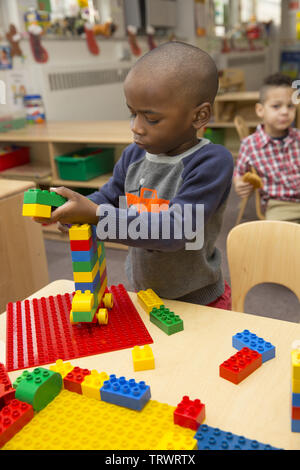 Lower East Side multi ethnic  preschool- early  learning center in Manhattan, New York City. Stock Photo