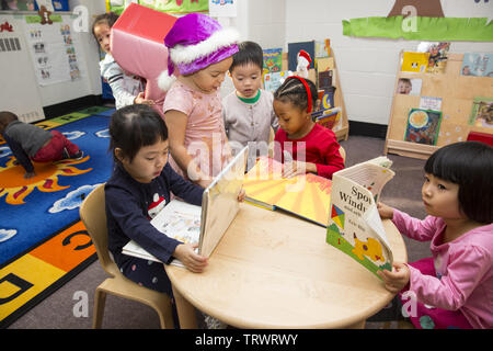 Lower East Side multi ethnic  preschool- early  learning center in Manhattan, New York City. Stock Photo