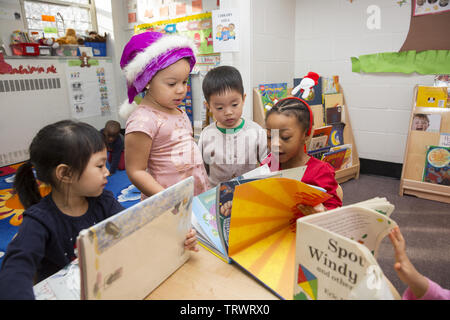 Lower East Side multi ethnic  preschool- early  learning center in Manhattan, New York City. Stock Photo