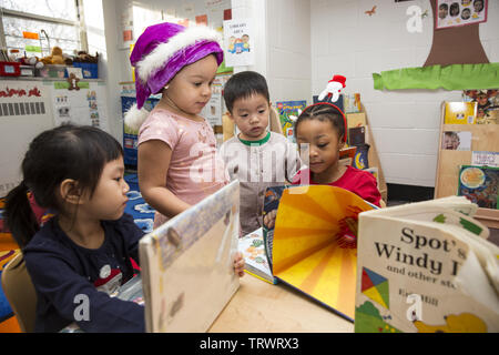 Lower East Side multi ethnic  preschool- early  learning center in Manhattan, New York City. Stock Photo