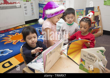 Lower East Side multi ethnic  preschool- early  learning center in Manhattan, New York City. Stock Photo