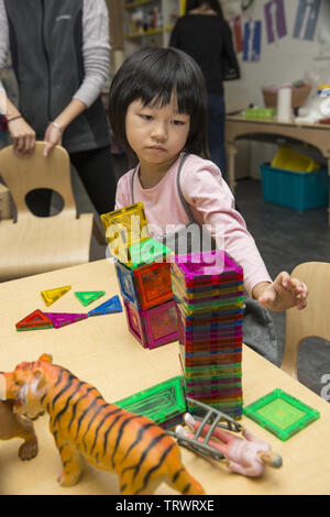 Lower East Side multi ethnic  preschool- early  learning center in Manhattan, New York City. Stock Photo