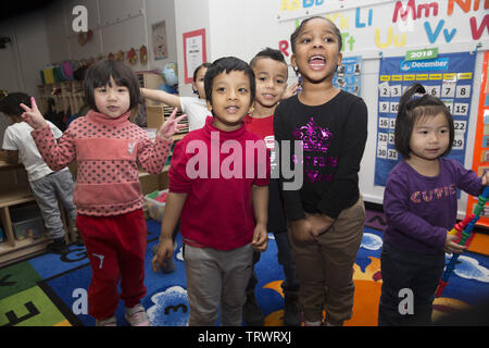 Lower East Side multi ethnic  preschool- early  learning center in Manhattan, New York City. Stock Photo