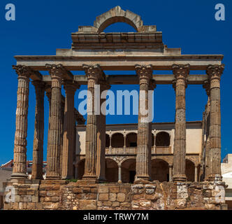The roman temple of Diana in Merida, Extremadura, Spain Stock Photo