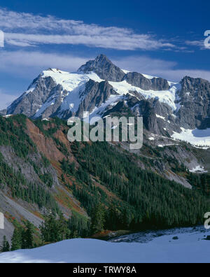 USA, Washington, West side of Mt. Shuksan in North Cascades National Park, view from Austin Pass in adjacent Mt. Baker  Snoqualmie National Forest. Stock Photo