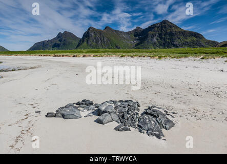 Flakstad beach, Ramberg, Lofoten islands, Norway Stock Photo