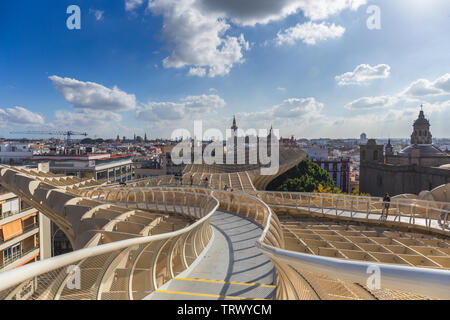 Spain, Andalusia, Sevilla, The Metropol Parasol in Plaza de la Encarnacion, better known as Las Setas Stock Photo