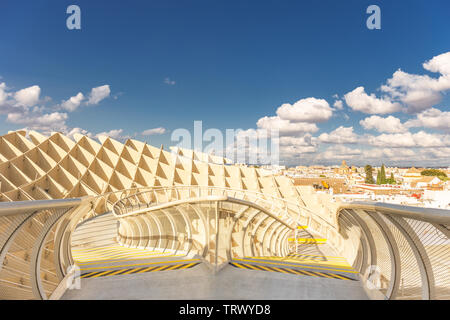 Spain, Andalusia, Sevilla, The Metropol Parasol in Plaza de la Encarnacion, better known as Las Setas Stock Photo