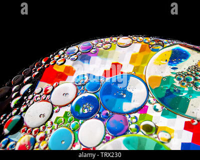 colorful rainbow spectrum oil bubbles macro abstract textures Stock Photo