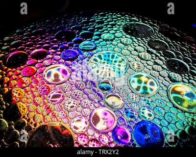 colorful rainbow spectrum oil bubbles macro abstract textures Stock Photo