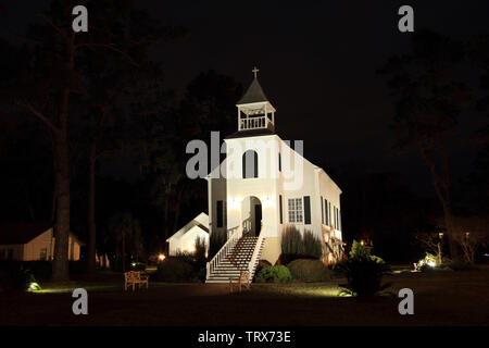 Built in 1808 in the quaint town of St. Marys, the First Presbyterian Church is on the oldest houses of worship in the state of Georgia Stock Photo