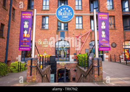 Liverpool, UK - May 17 2018: The Beatles Story located on the historical Albert Dock, opened on 1 May 1990. The museum was also recognised as one of t Stock Photo