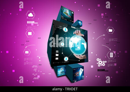 Businessman presenting global network media concept Stock Photo
