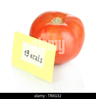 Calorie content of tomato isolated on white Stock Photo