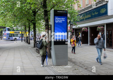 LinkUK is an infrastructure project in Manchester, United Kingdom with free Wi-Fi service. LinkUK kiosks, called Links, was rolled out in the London borough of Camden in 2017 Stock Photo